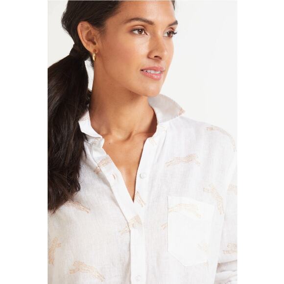 RAILS Charli Golden Cheetah Linen Blend Button Down // XS - Picture 2 of 13